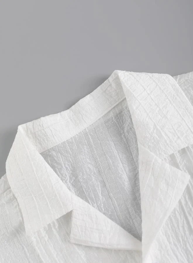 Take Two  Men White Textured Short Sleeve Shirt for Men | Best Price UAE